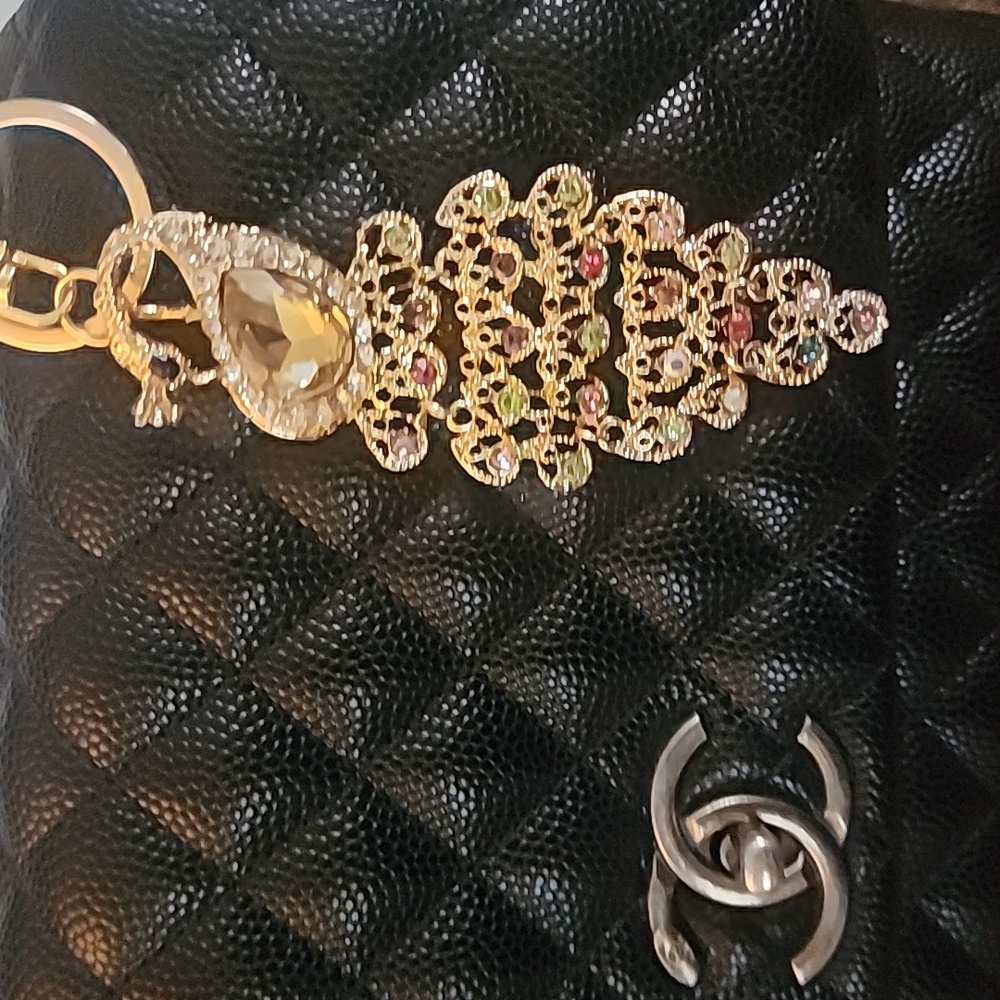 ***SOLD****Sparkling Multi Stone Peacock Handbag Backpack Luggage Charm, Zipper
